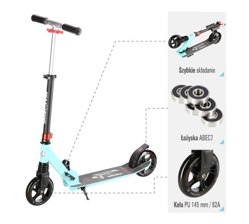 Самокат NILS EXTREME HM2160 (чорно-м'ятний) Самокат NILS EXTREME HM2160 (чорно-м'ятний)