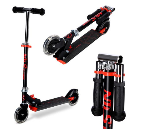 Самокат складний Nils Extreme HD120L, чорно-червоний