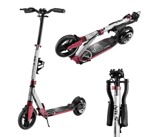 Самокат складний Nils Extreme HM122, сіро-рожевий