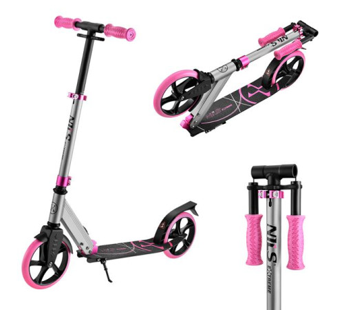 Самокат складний Nils Extreme HM127 сіро-рожевий