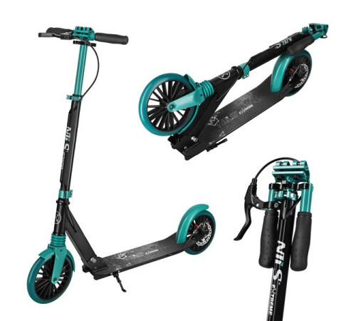 Самокат складний NILS EXTREME HM181T, чорно-зелений