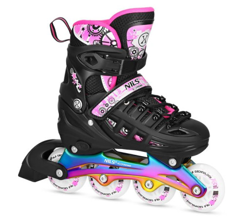 Роликові ковзани 4в1 NILS EXTREME NH10905 розмір S 31-34, чорно-рожеві