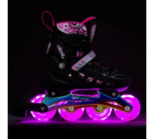 Роликові ковзани 4в1 NILS EXTREME NH10905 розмір S 31-34, чорно-рожеві