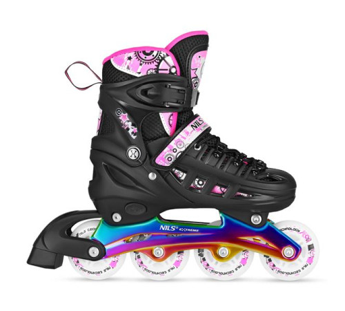 Роликові ковзани 4в1 NILS EXTREME NH10905 розмір S 31-34, чорно-рожеві