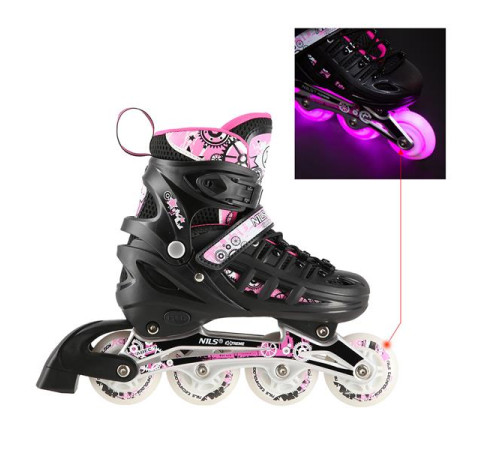 Роликові ковзани 4в1 NILS EXTREME NH10905 розмір L 39-42, чорно-рожеві