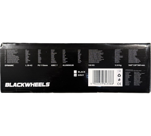 Роликові ковзани Blackwheels Dynamic L - розмір 39-42, сірі