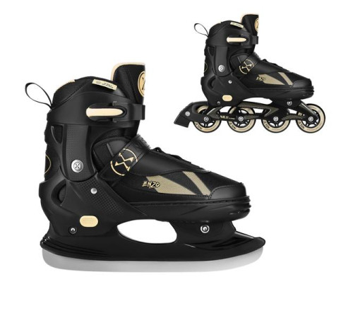Роликові ковзани 2в1 NILS EXTREME NH382 розмір M 36-39, чорно-золотисті