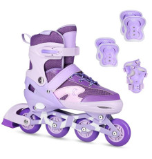 NA0189 SET LED IN-LINE SKATES HELMET AND PROTECTORS MOONBEAM VIOLET SIZE. L(39-42) NILS EXTREME