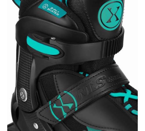 Роликові ковзани 2в1 NILS EXTREME NH382 розмір S 32-35, чорно-зелені