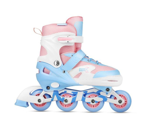 Роликові ковзани з комплектом захисту NILS EXTREME Moonbeam NA0189 розмір L 39-42, блакитно-рожеві