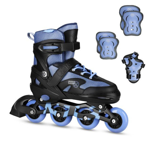 Роликові ковзани з комплектом захисту NILS EXTREME Moonbeam NA0189 розмір S 31-34, чорно-сині