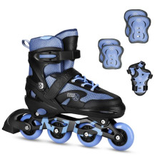 Роликові ковзани з комплектом захисту NILS EXTREME Moonbeam NA0189 розмір L 39-42, чорно-сині