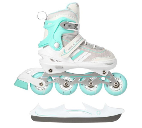 Роликові ковзани 2в1 NILS EXTREME NH18191 розмір L 39-43, біло-блакитні