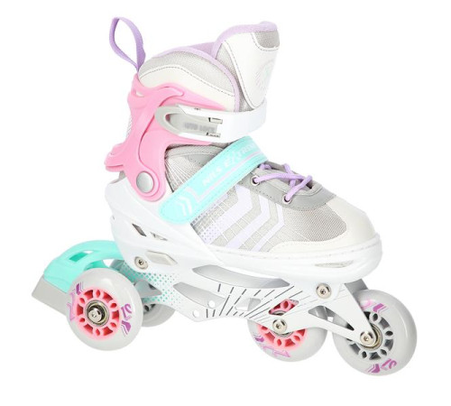 Роликові ковзани 4в1 NILS EXTREME NH18192 розмір S 29-33, біло-рожеві