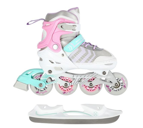 Роликові ковзани 4в1 NILS EXTREME NH18192 розмір S 29-33, біло-рожеві