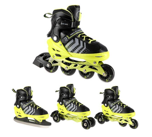 Роликові ковзани 4в1 NILS EXTREME NH18192 розмір M 34-38, чорно-жовті