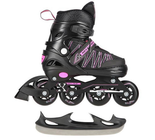 Роликові ковзани 2в1 NILS EXTREME NH11912A розмір S 31-34, чорно-рожеві