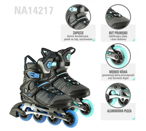 Роликові ковзани NILS EXTREME NA14217 розмір 44 чорно-бірюзовий Роликові ковзани NILS EXTREME NA14217 розмір 44 чорно-бірюзовий
