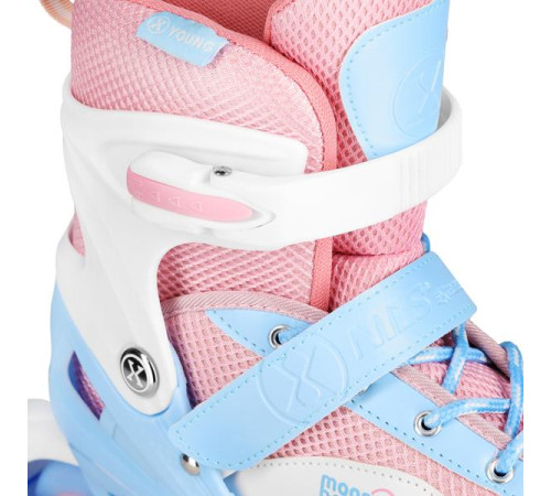 Роликові ковзани з комплектом захисту NILS EXTREME Moonbeam NA0189 розмір S 31-34, блакитно-рожеві