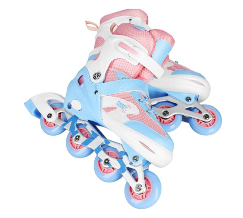 Роликові ковзани з комплектом захисту NILS EXTREME Moonbeam NA0189 розмір S 31-34, блакитно-рожеві