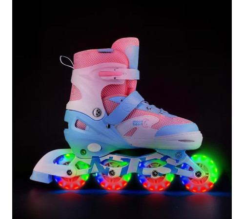 Роликові ковзани з комплектом захисту NILS EXTREME Moonbeam NA0189 розмір S 31-34, блакитно-рожеві