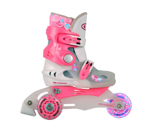 Дитячі ролики WORKER TriGo Skate LED – з освітленими колесами - розмір XS 26-29/Pink Дитячі ролики WORKER TriGo Skate LED – з освітленими колесами - розмір XS 26-29/Pink