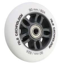 Колеса для роликових ковзанів PU 90x24 82A  (4 szt.) + ABEC-9 CHROME (8 szt.) ZESTAW NILS EXTREME - білі матові 