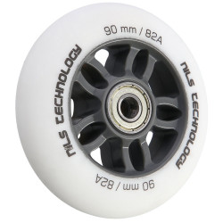 Колеса для роликових ковзанів PU 90x24 82A  (4 szt.) + ABEC-9 CHROME (8 szt.) ZESTAW NILS EXTREME - білі матові 