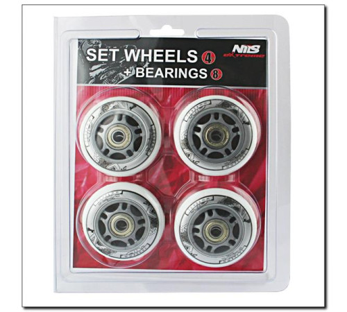 PU 84x24 82A WHITE MAT (4 szt.) + ABEC-9 (8 szt.) SET NILS EXTREME PU 84x24 82A WHITE MAT (4 szt.) + ABEC-9 (8 szt.) SET NILS EXTREME