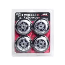 Колеса для роликових ковзанів PU 90x24 82A  (4 шт.) + ABEC-9 (8 шт.) CHROME NILS EXTREME - чорні