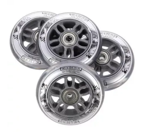 Колеса для роликових ковзанів PU 90x24 82A (4 шт.) + ABEC-7 CHROME (8 шт.) NILS EXTREME - прозорі Колеса для роликових ковзанів PU 90x24 82A (4 шт.) + ABEC-7 CHROME (8 шт.) NILS EXTREME - прозорі