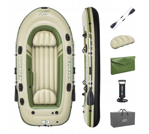 Човен надувний Bestway Voyager X3 Raft 294 х 137 см, зелено-бежевий
