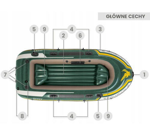 Надувний човен Intex 68380 Seahawk 3, 295 x 137 x 43 см