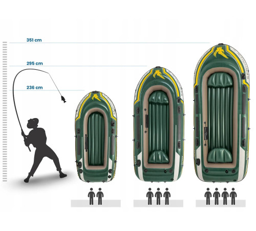 Човен надувний Intex Seahawk 4 351 x 145 x 48 см, зелений