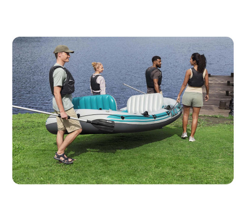 Човен надувний Bestway Hydro-Force Adventure Elite X4 315 х 165 см, блакитно-сірий