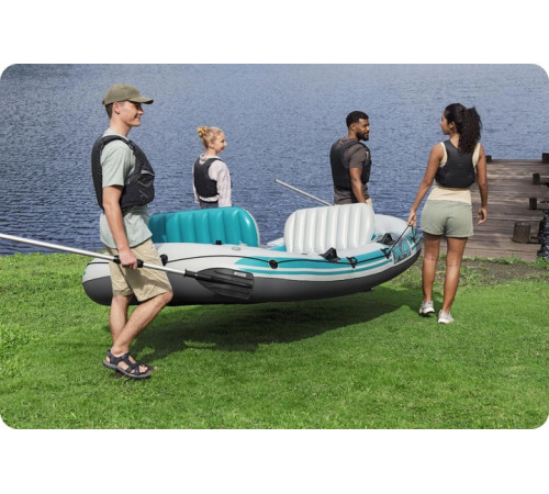 Човен надувний Bestway Hydro-Force Adventure Elite X4 315 х 165 см, блакитно-сірий