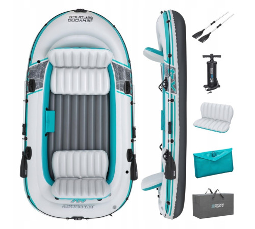 Човен надувний Bestway Hydro-Force Adventure Elite X4 315 х 165 см, блакитно-сірий