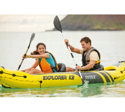 Каяк надувний Intex EXPLORER K2 312 x 91 x 51 см, жовто-сірий