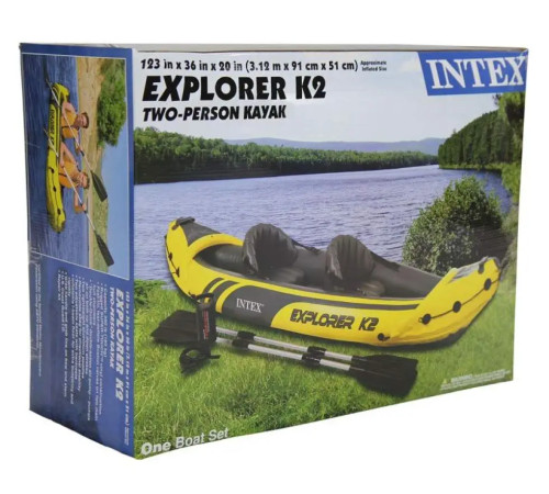 Каяк надувний Intex EXPLORER K2 312 x 91 x 51 см, жовто-сірий