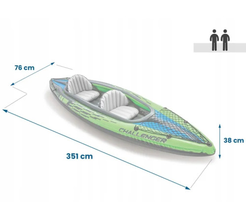 Каяк надувний Intex Challenger K2 351 x 76 x 38 см, зелений