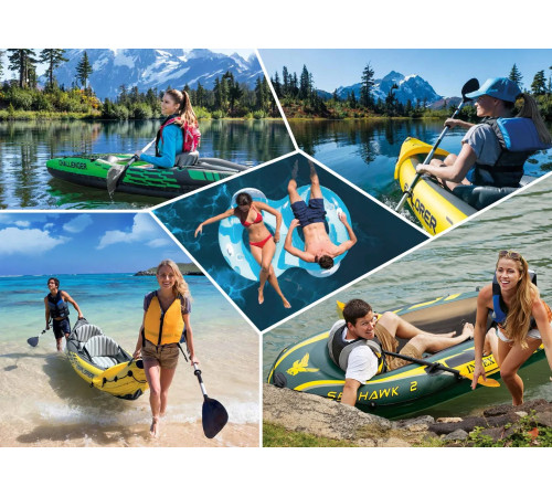 Каяк надувний Intex Challenger K2 351 x 76 x 38 см, зелений