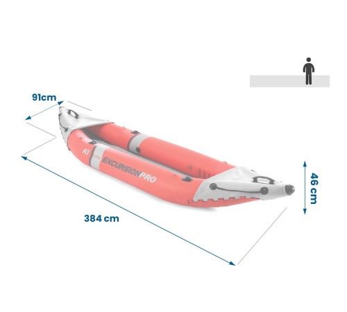 Каяк надувний Intex Excursion Pro K1 305 х 91 х 46 см, червоно-сірий