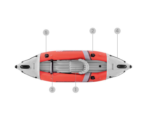 Каяк надувний Intex Excursion Pro K1 305 х 91 х 46 см, червоно-сірий