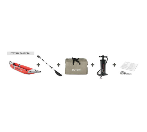 Каяк надувний Intex Excursion Pro K1 305 х 91 х 46 см, червоно-сірий