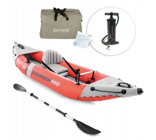 Каяк надувний Intex Excursion Pro K1 305 х 91 х 46 см, червоно-сірий