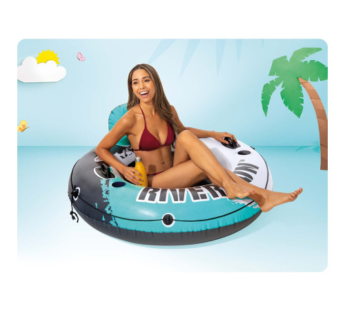 Коло надувне зі спинкою Intex 56825 River Run бірюзово-сіре, 135 х 45 см Коло надувне зі спинкою Intex 56825 River Run бірюзово-сіре, 135 х 45 см