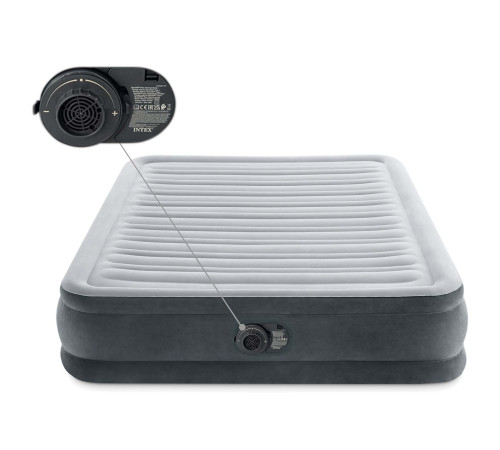 Матрац надувний Intex 67768ND з вбудованим електронасосом 191x137x33 см, сірий