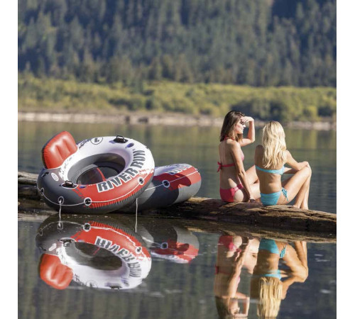 Коло надувне зі спинкою Intex 56825 River Run, біло-червоне 135 x 45 см