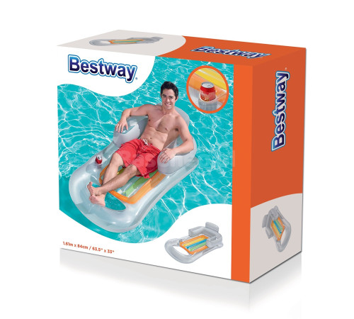 Матрац, шезлонг надувний Bestway 43028 сріблястий, 161 x 84 см Матрац, шезлонг надувний Bestway 43028 сріблястий, 161 x 84 см