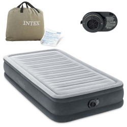 Матрац надувний Intex 67766ND з вбудованим електронасосом 191x99x33 см, сірий